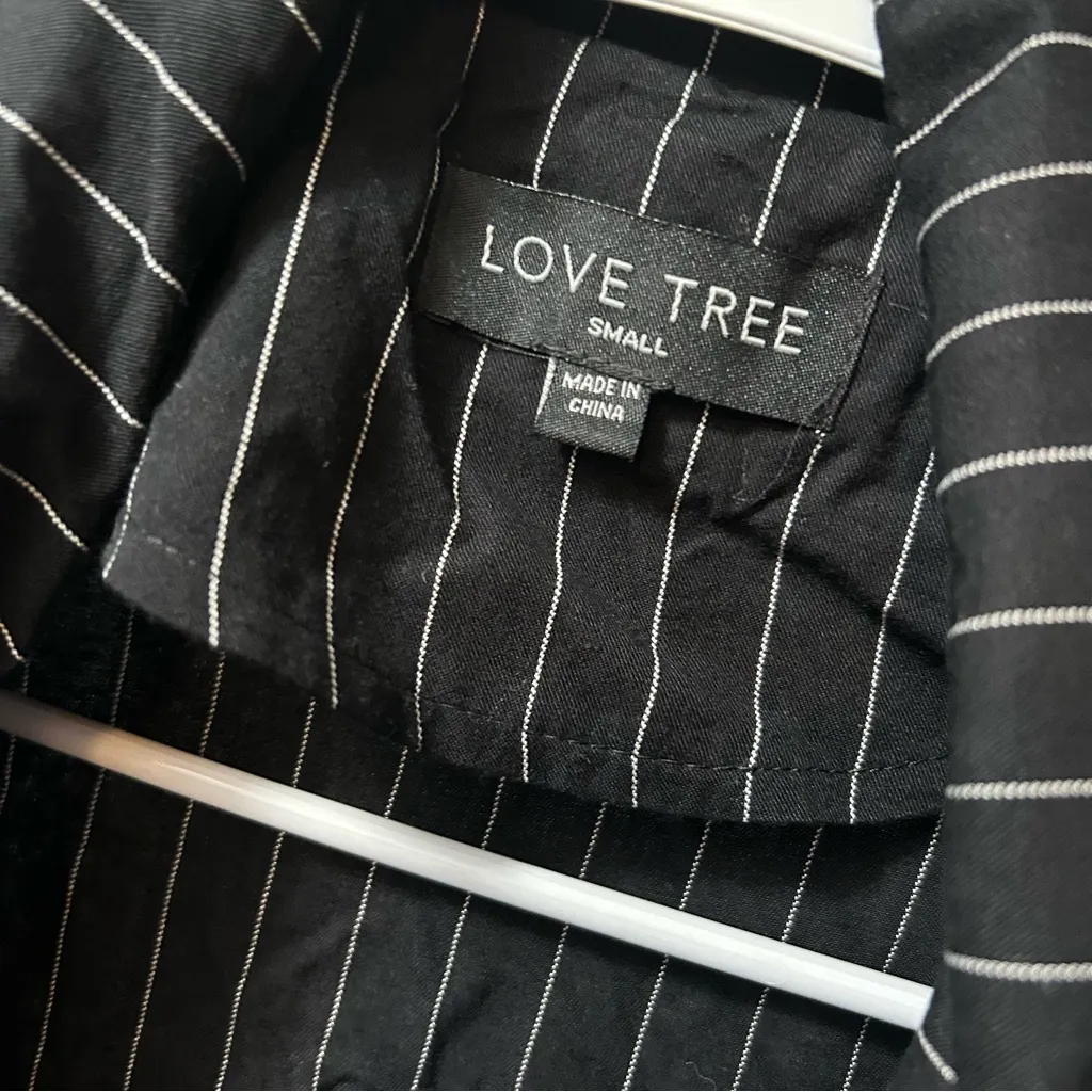 Love Tree Pinstripe Roll Up Sleeve Long Line Blazer Jacket SMALL - Image 4