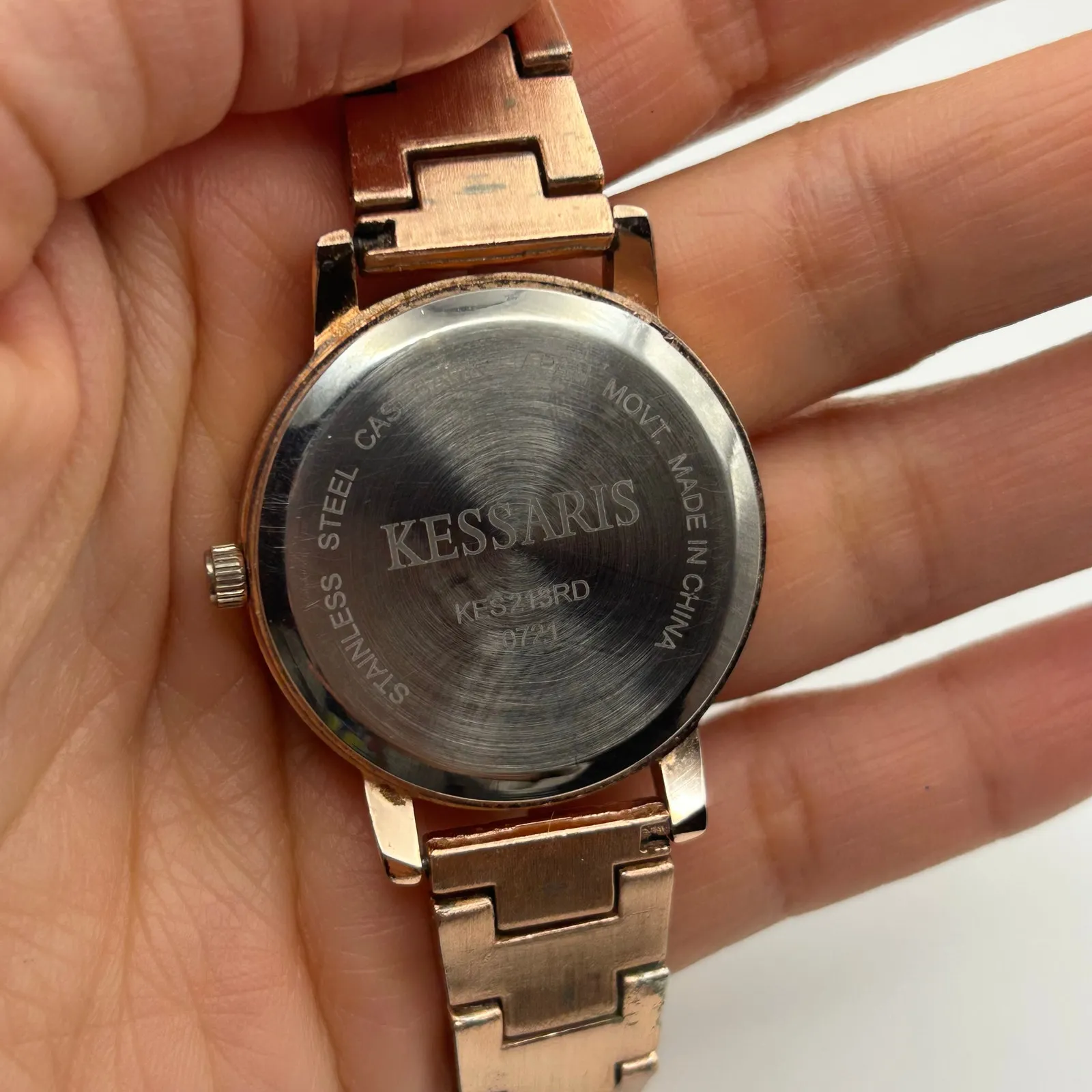 Kessaris Rose Gold Crystals Mother Pearl Women’s Watch Working New Battery - Image 7