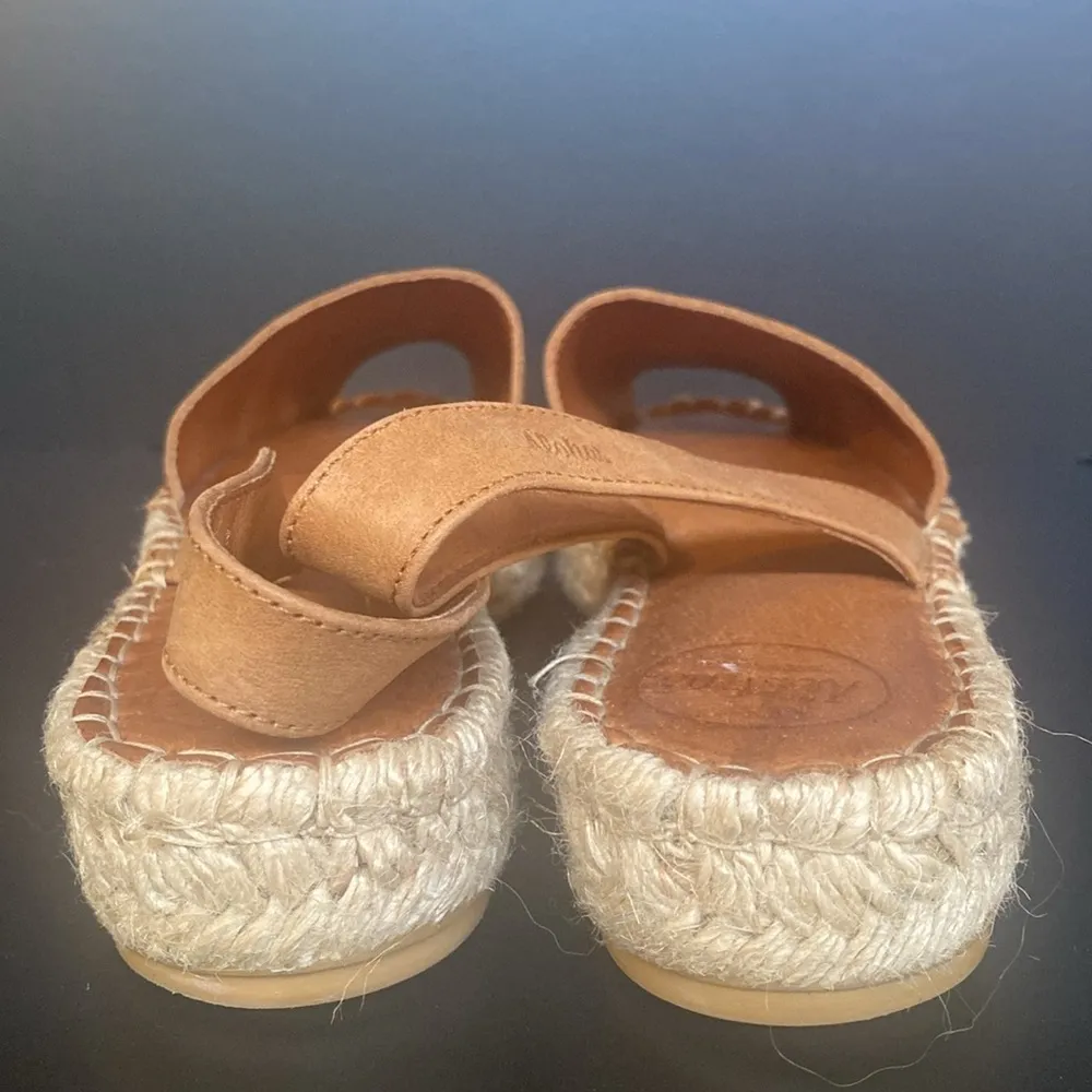 Alohas Sandals Ibizas Slingback Platform Espadrille Leather Open Toe Tan 39 8.5 - Image 5