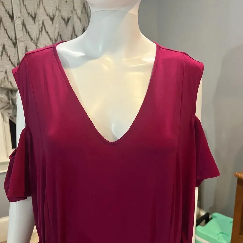 NWT‎ Lane Bryant pink cold shoulder short sleeves belted jumpsuit size 22/24 - Image 4