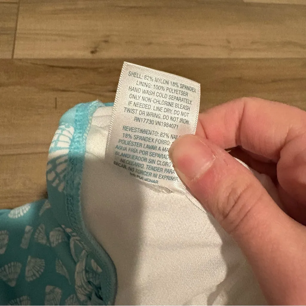 Kona Sol shell print ruffle one piece swimsuit blue size small - Image 6