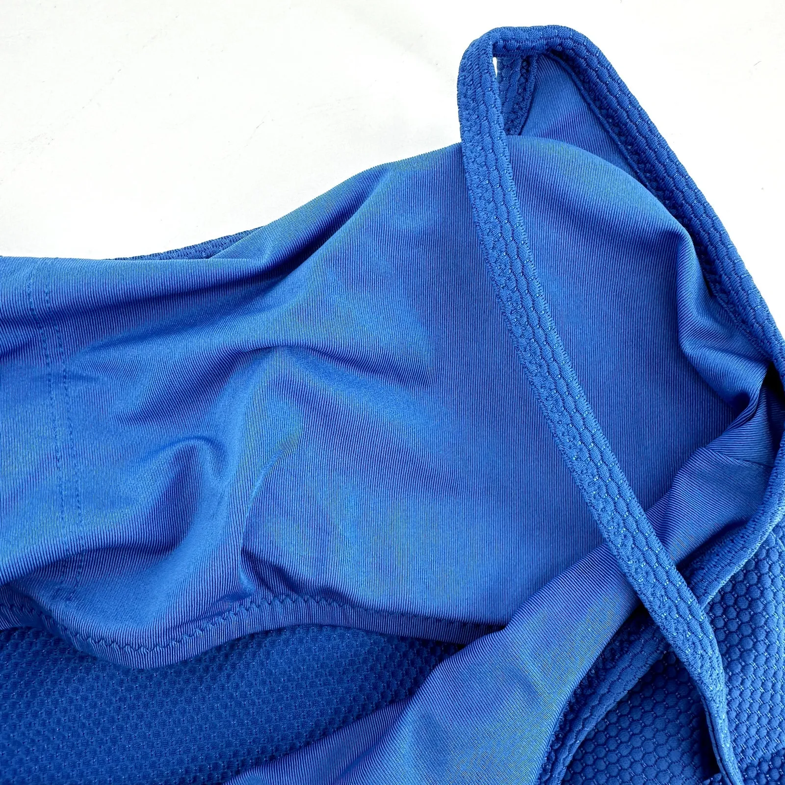 Aerie Textured Bikini Top Padded Scoop Adjustable Strap Baja Blue Medium NWT - Image 5