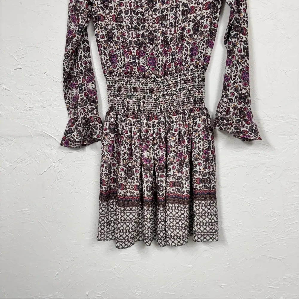 Shoshanna Purple Paisley Silk Dropped Waist Mini Dress Womens 0 Boho Coquette - Image 15