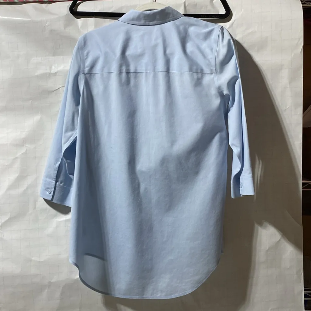 Chico’s Button down Shirt 3/4 length sleeve. Size 0 Blue - Image 8