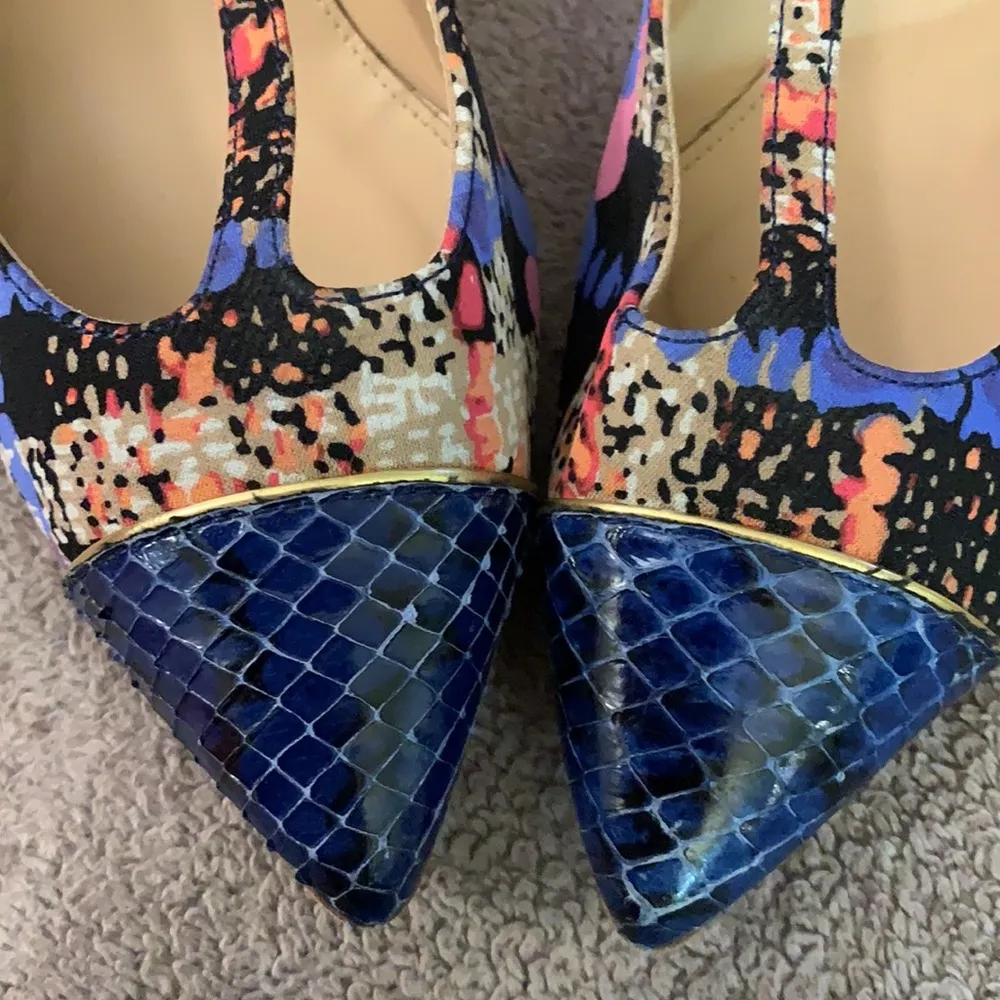 J. Crew Everly Cap Toe Printed T-Strap Heels. VGC - Image 6