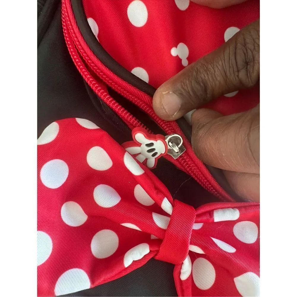 Minnie Mouse Backpack Disney Mini Travel Purse Black Red Polka dot Bows Ears - Image 4