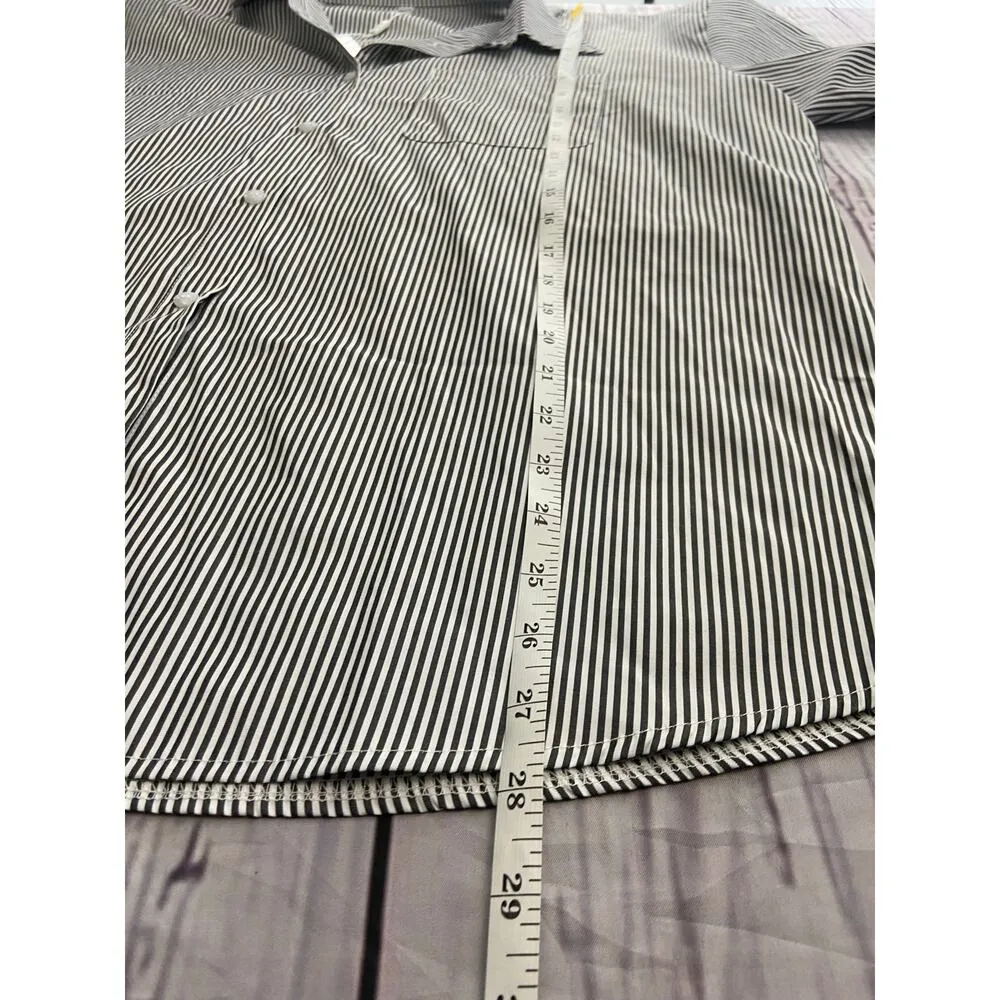 Aisew Button Front Shirt Womens L Pin Striped Long Sleeve Collared NEW Gray Size L - Image 7