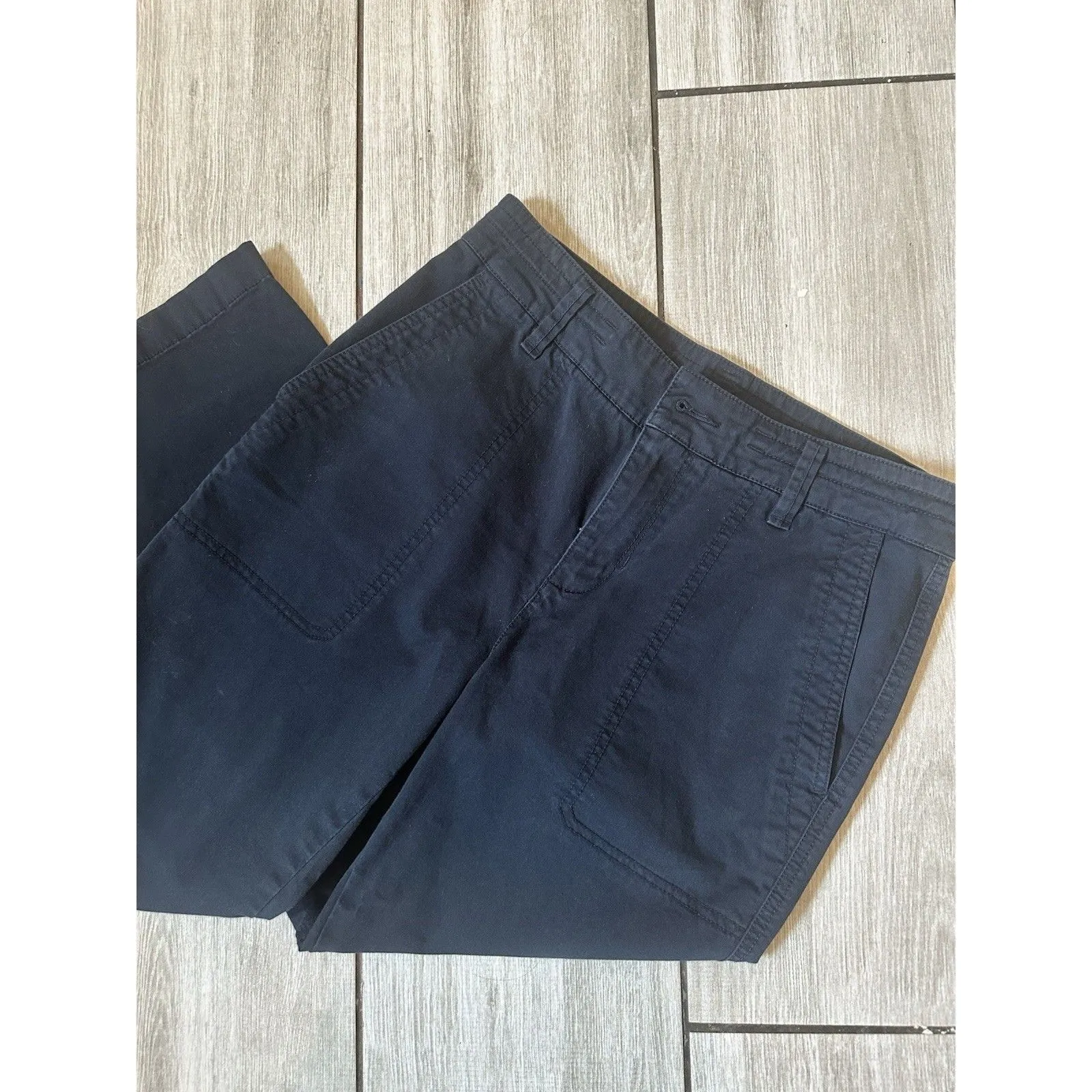 VINCE Utility Ankle Pants Womens Sz 6 Washed Navy Chino Trouser Cotton Preppy - Image 2