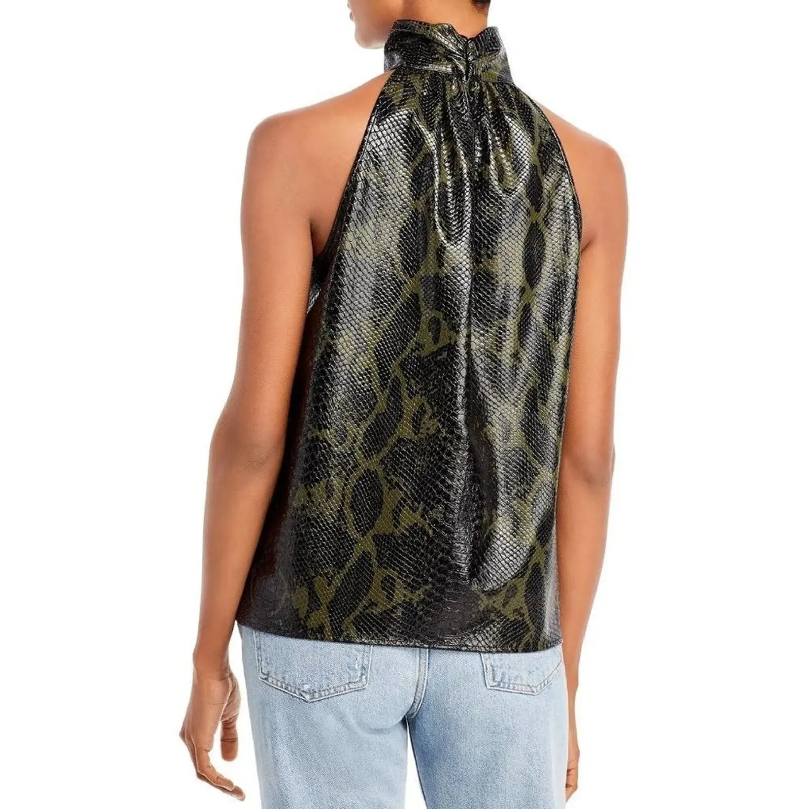 NWT Ramy Brook Embossed Pam Halter Top Keyhole Back Size Medium MSRP $285 - Image 2