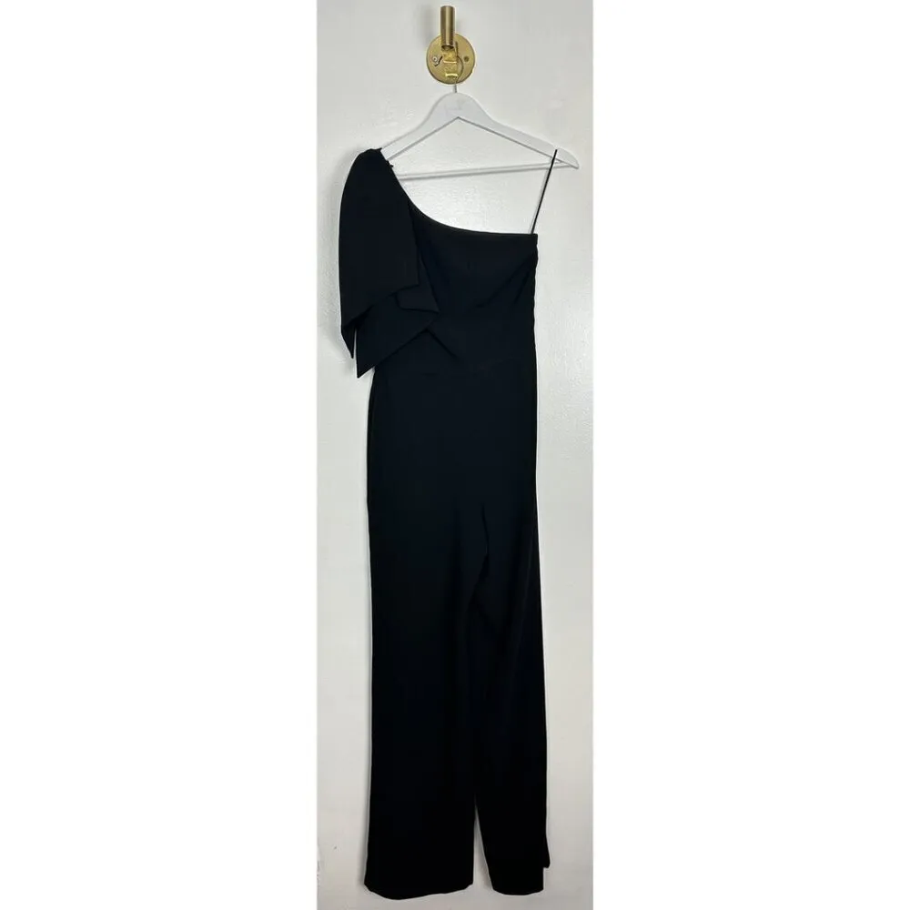 DRESS THE POPULATION Tiffany One-Shoulder Jumpsuit in Black Size Small - Image 5