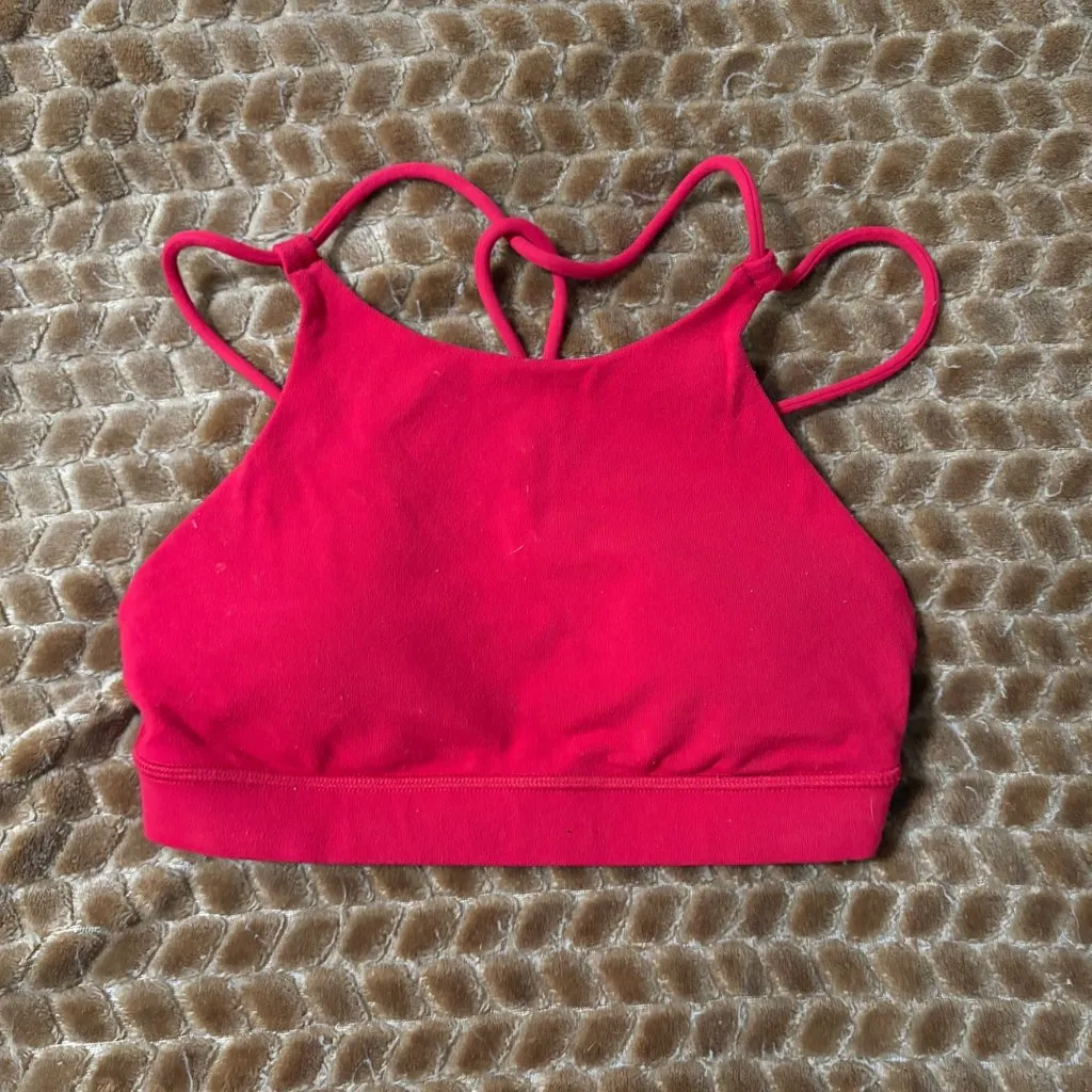 EXCELLENT Lululemon Trinity Sports Bra Currant Red Crop Top Yoga Training 4 - Image 3