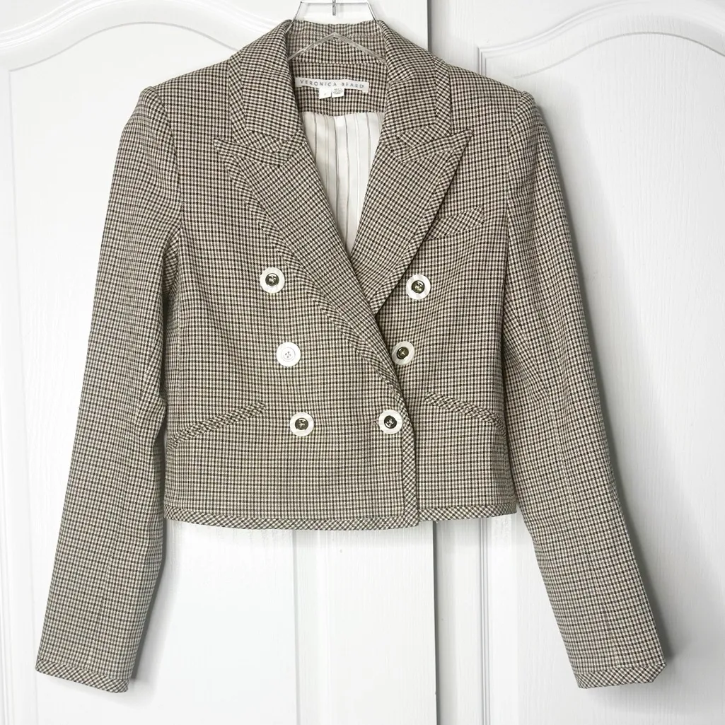 Veronica Beard Nevis Cropped Plaid Blazer Jacket Size 2 - Image 6