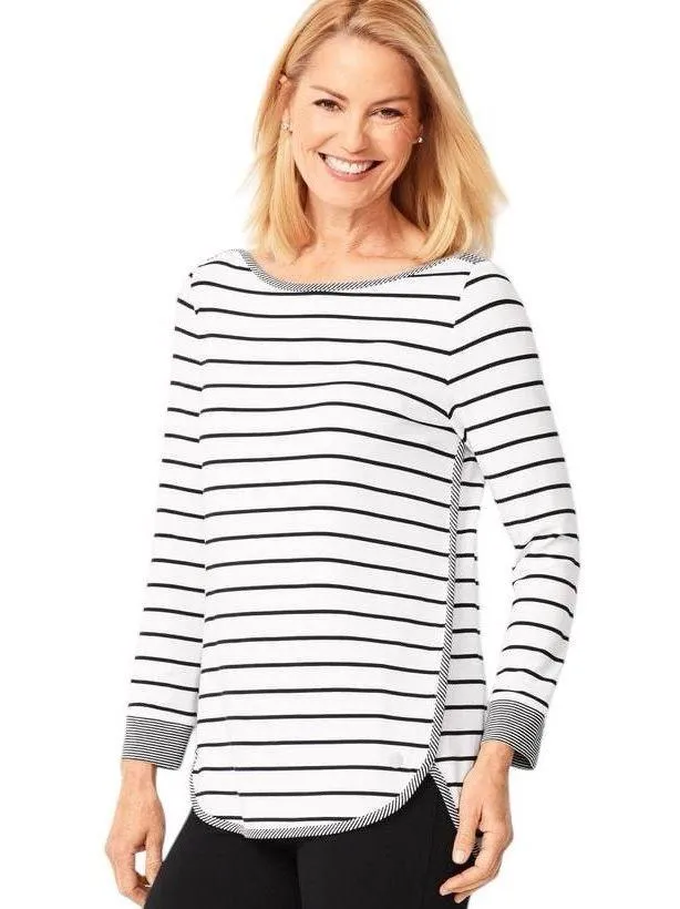 The Oprah Magazine Collection For Talbots Striped Long Sleeve Top Sz L - Image 3