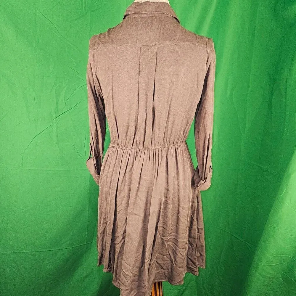 Maeve Anthropologie Womens Taupe‎ Shirt Dress Small - Image 2