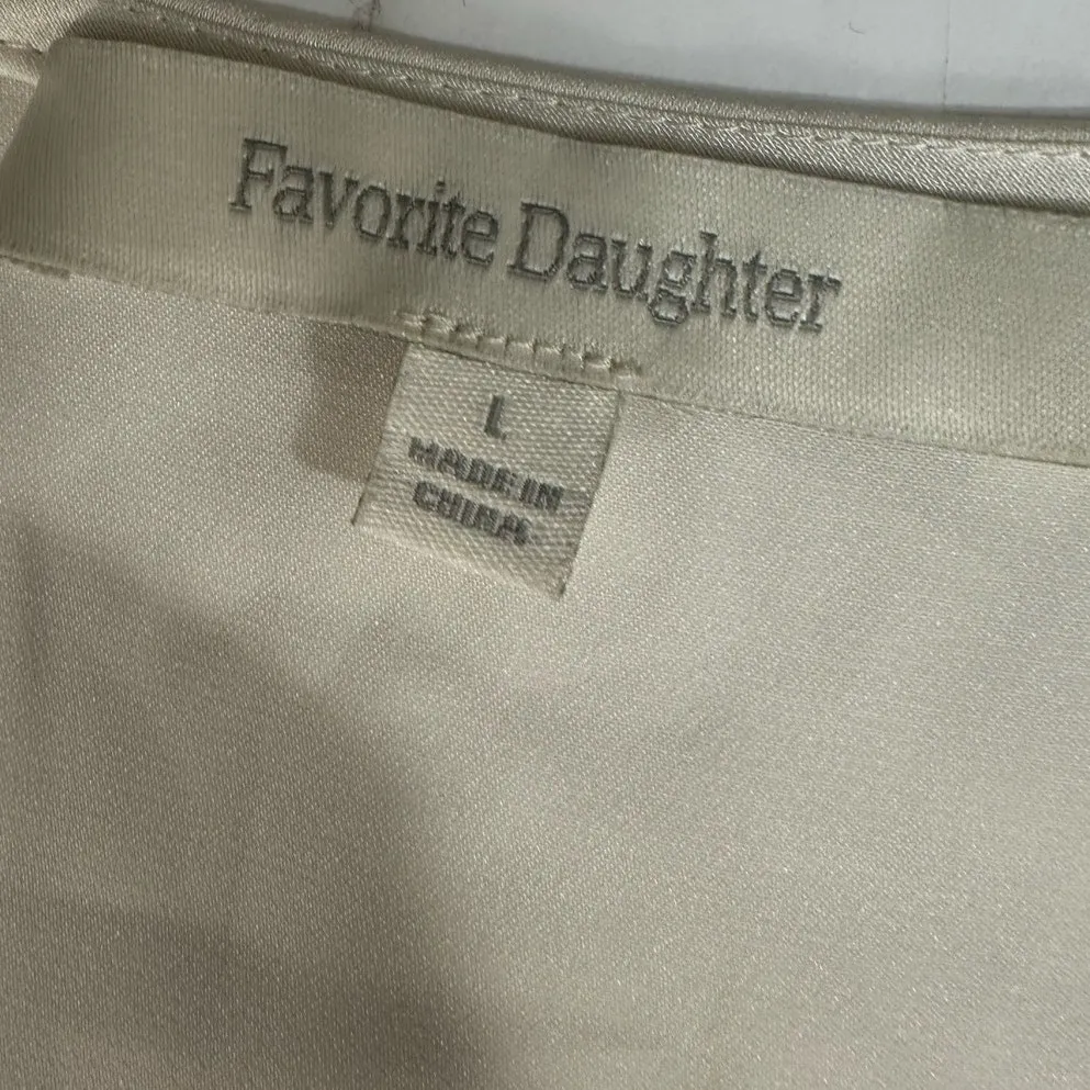 Favorite Daughter Nita Long Sleeve Cream Satin Maxi Dress size Large Damaged - Image 4