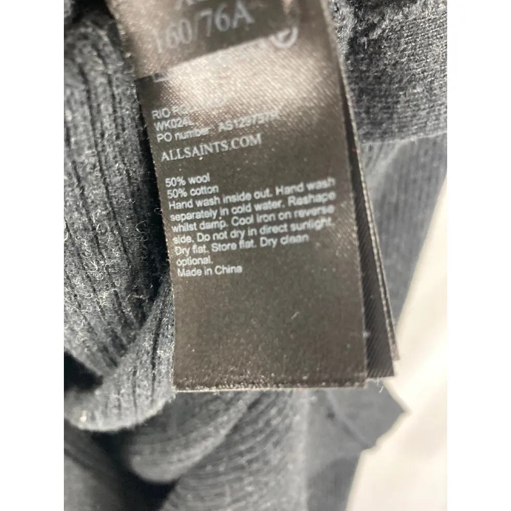 Allsaints Wool Blend Rio Roll Neck Batwing Knitted Jumper Sweater Size XS Black - Image 4