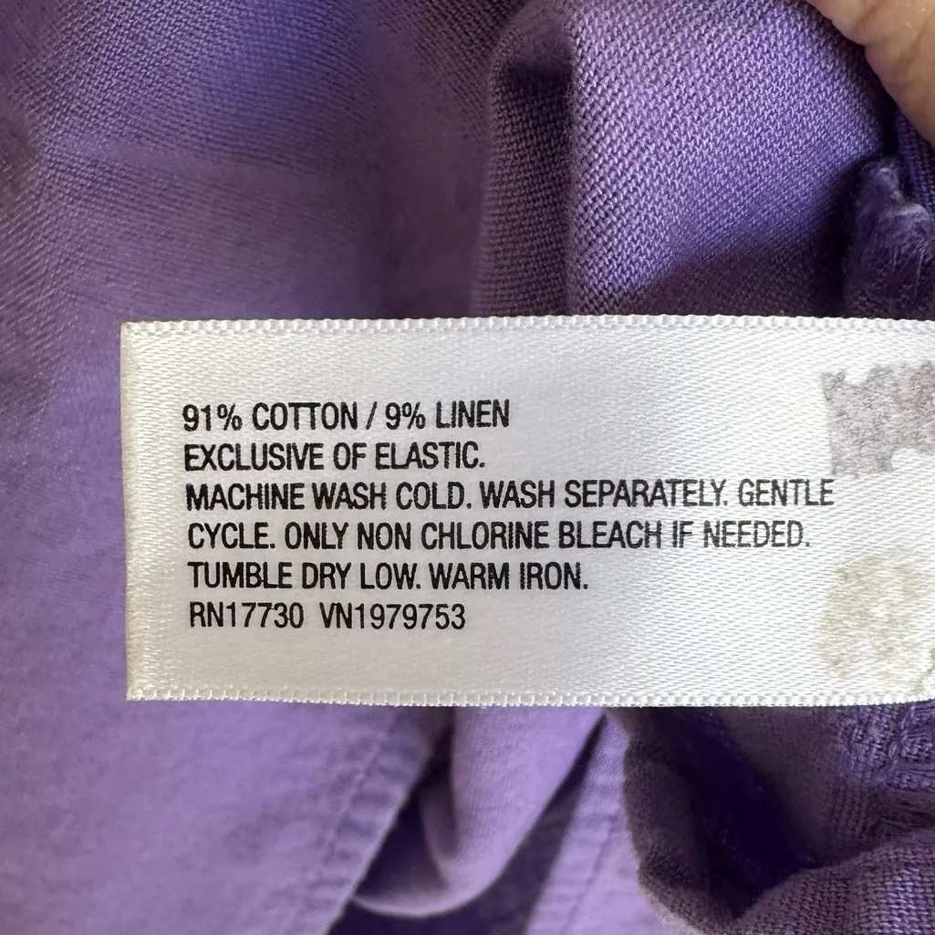 UNIVERSAL THREAD Purple Smocked Linen Midi Dress Medium - Image 10