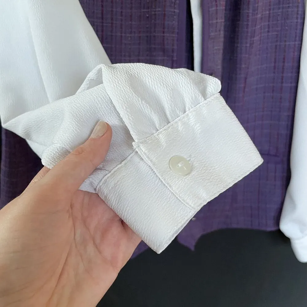 Allison Daley purple white vintage schoolgirl preppy button down top women's 16 - Image 4