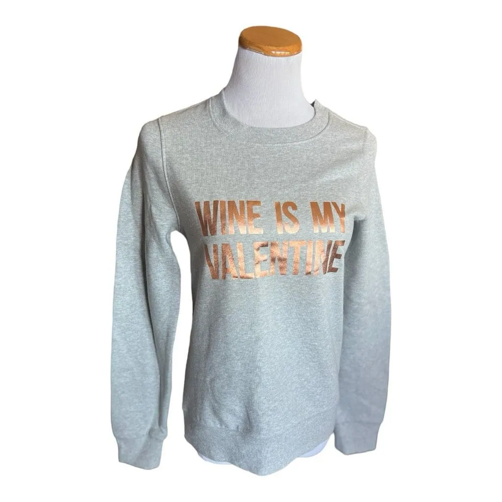 New Womens Halogen Wine is my Valentine Crewneck Humor Sweatshirt - Sz XS - Image 5