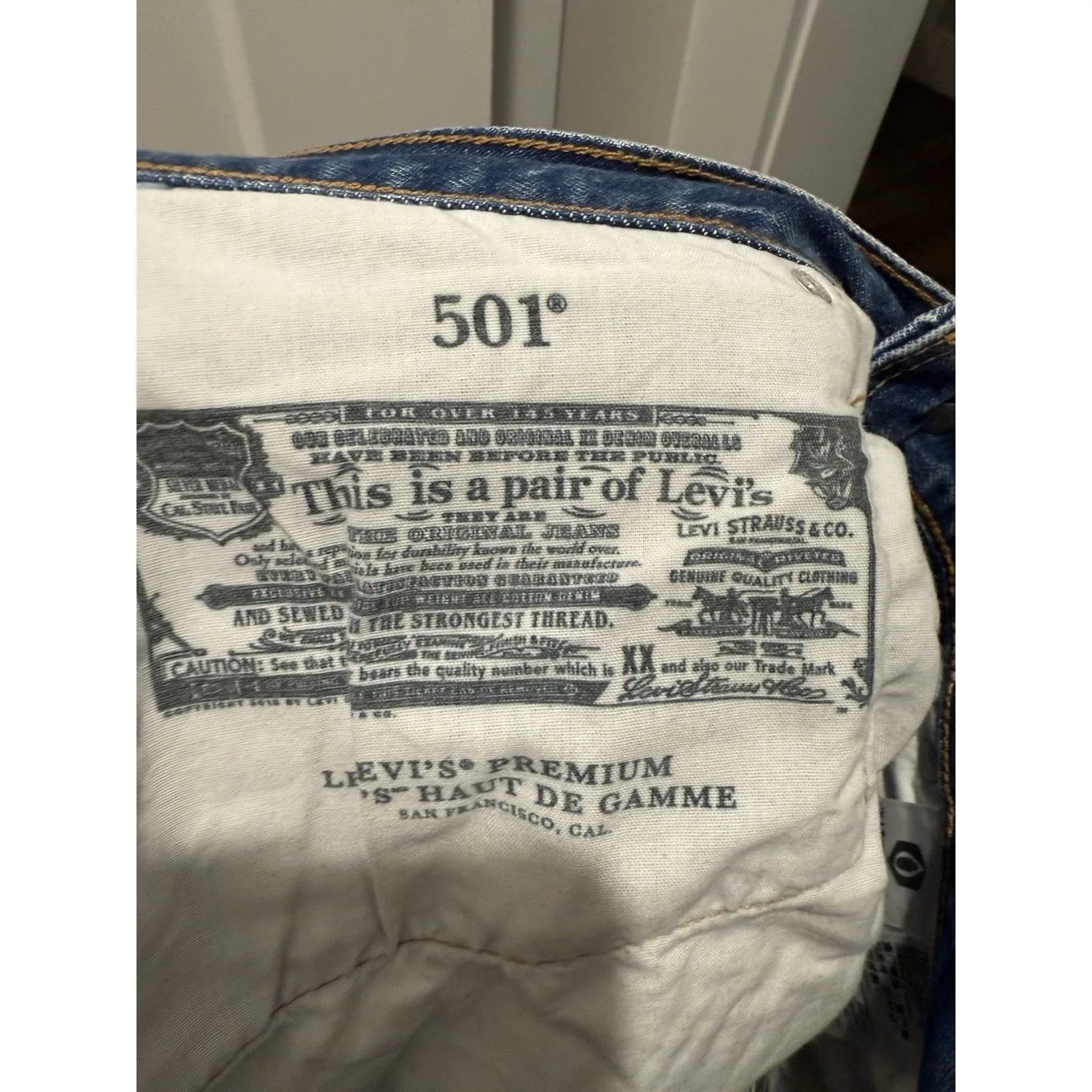 Levis 501 Jeans Womens 30 x 26 Blue Straight Stretch Premium Classic Casual - Image 6