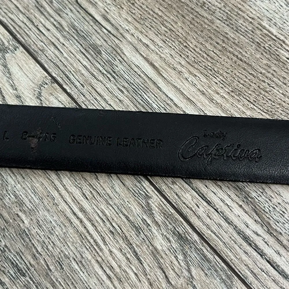 Lady Captiva Lion Head Coin Dressy Leather Belt Adjustable 32 - Image 4