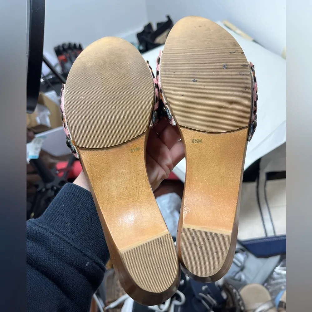 Gianni Bini Christy Leopard Print Calf Hair Wooden Base Slide Kitten Heel Sz 8.5 - Image 8