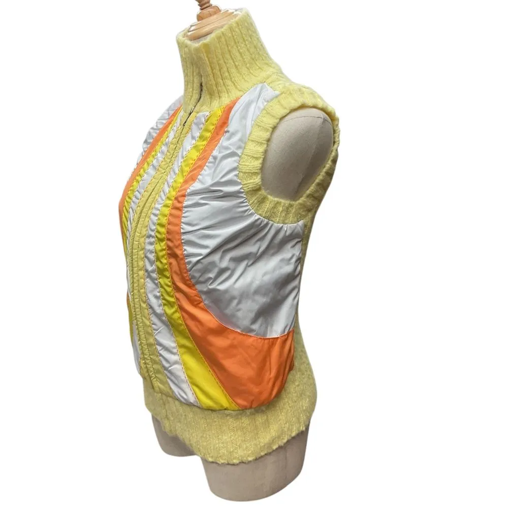 Free People Women's Super Slalom Sweater‎ Vest Size XS Yellow Full Zip Knit 70s - Image 2