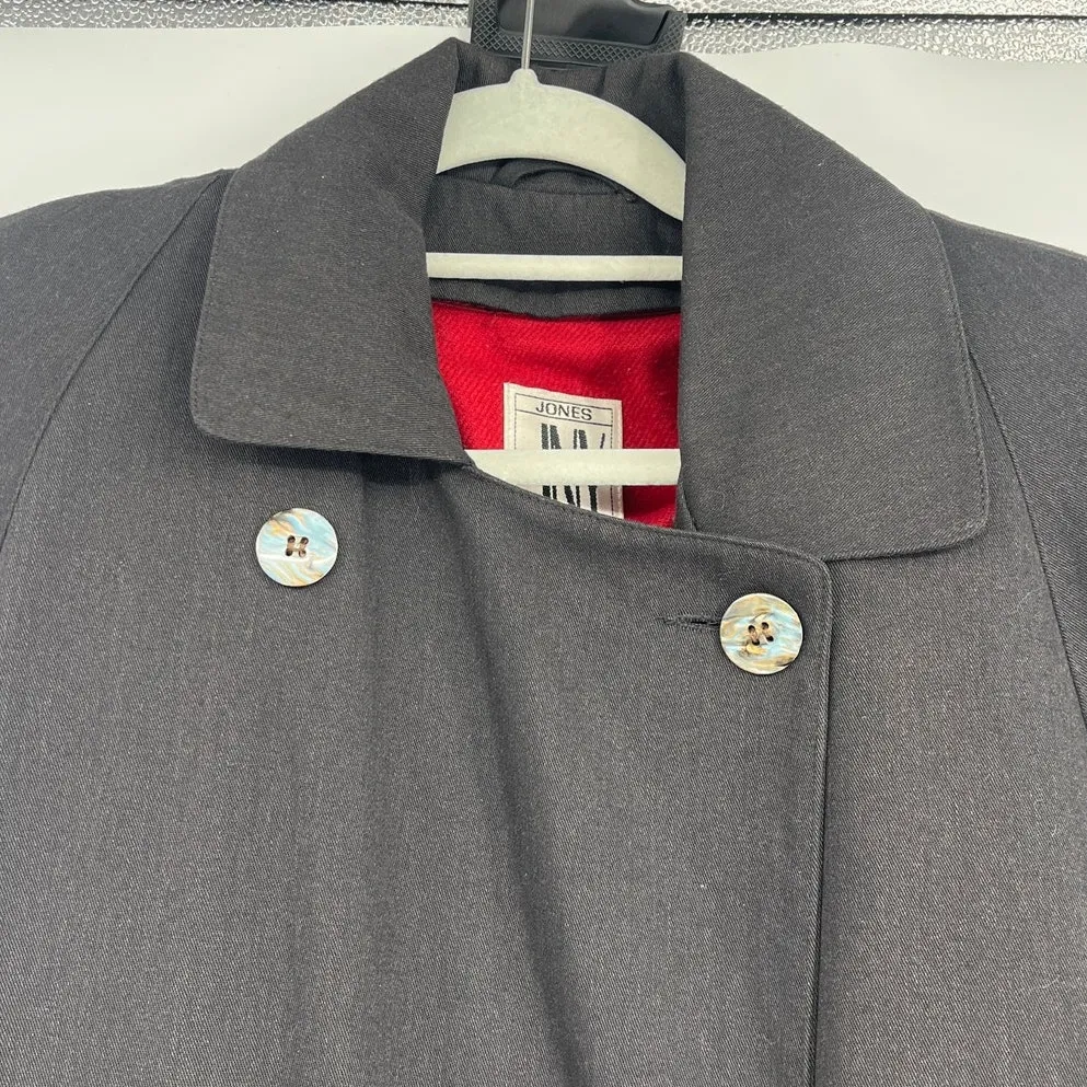Vtg 90s Jones New York Wool Double Breasted Trench Womens Coat Sz M Preppy USA - Image 2
