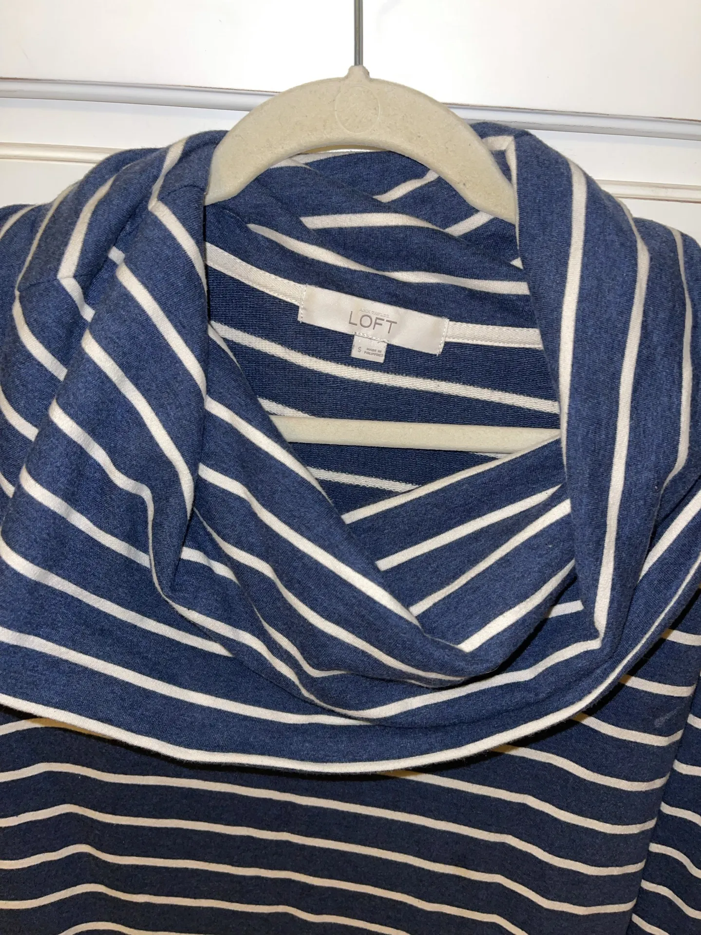 Loft Navy And White Cowel Neck Sweatshirt - Image 4