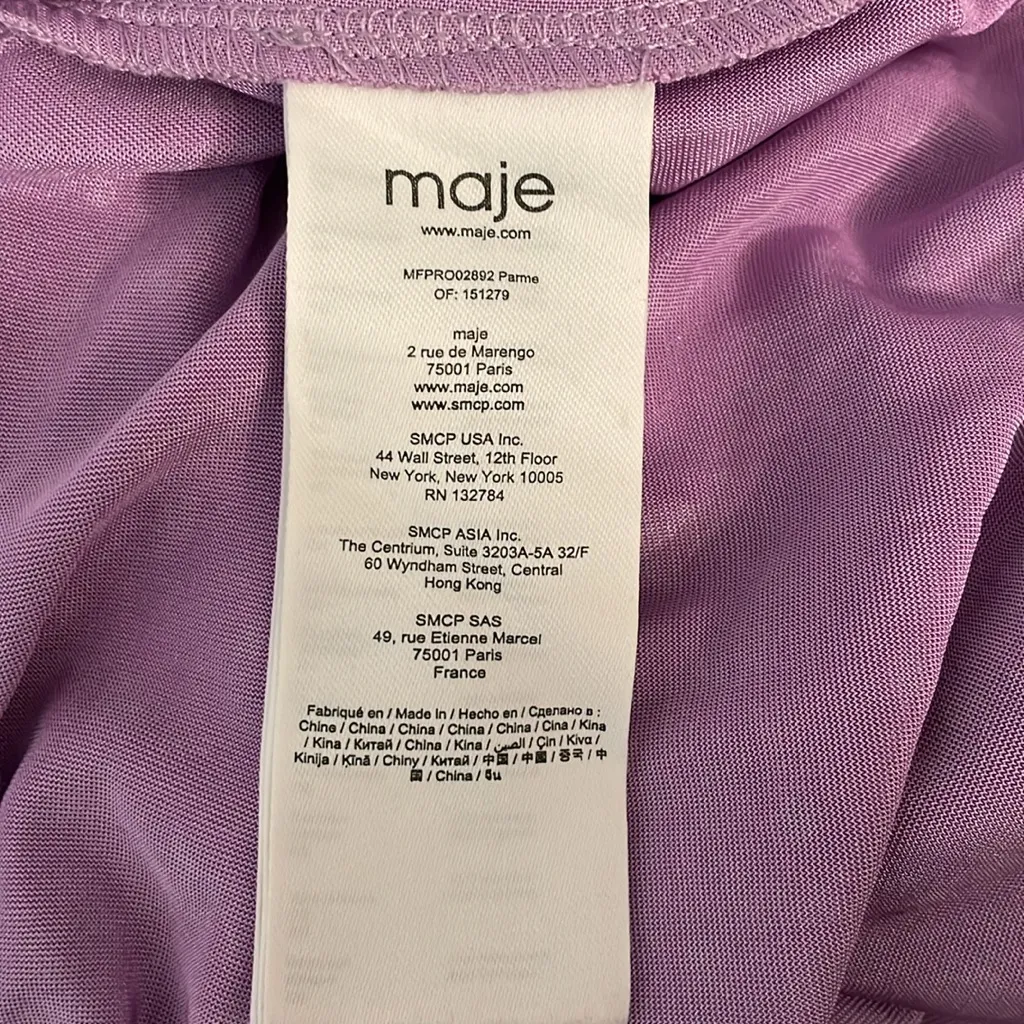 Maje One-Shoulder Lilac Dress Size US Small FR 36 - Image 9