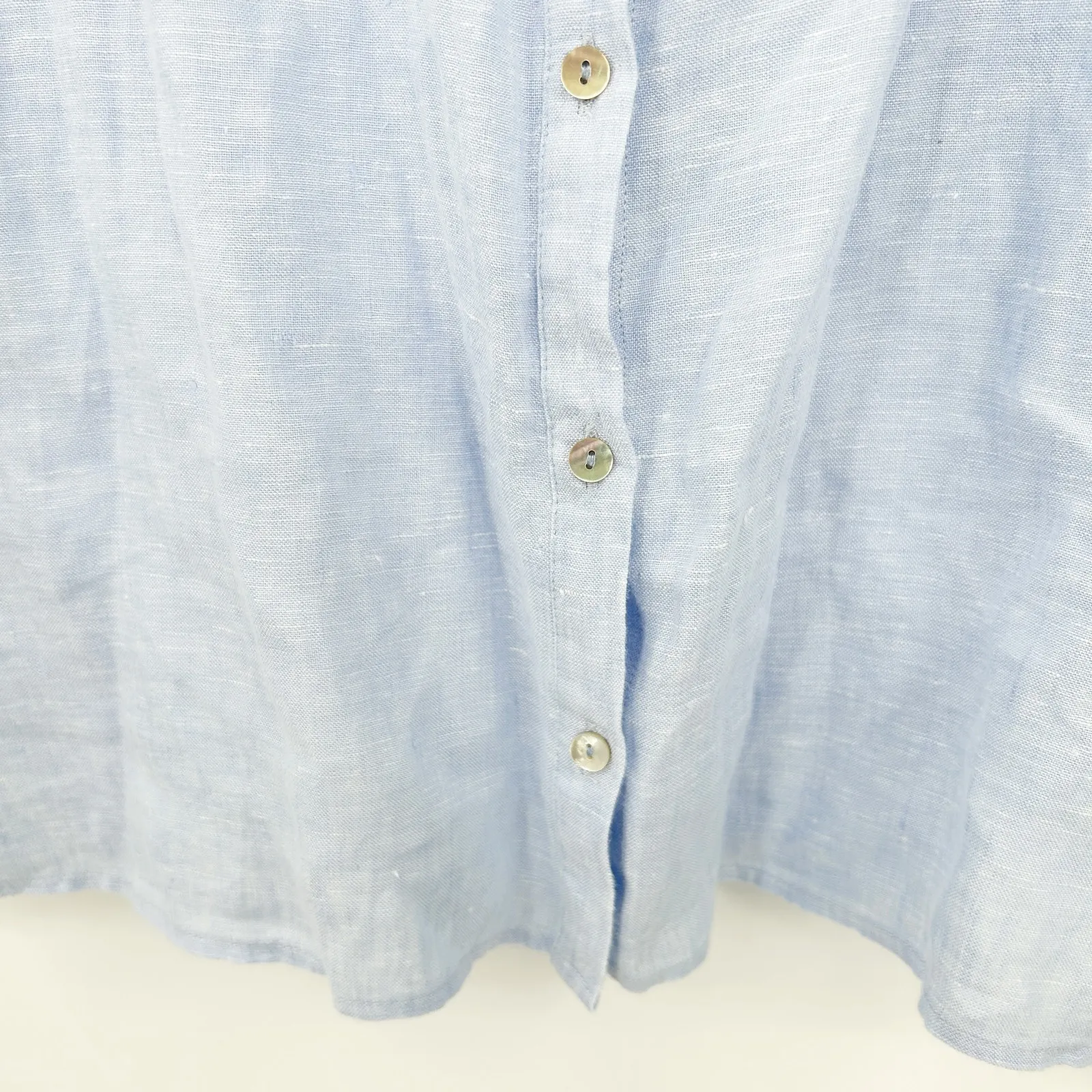 Rachel Zoe Womens Coastal Beachy 3/4 Sleeve 100% Linen Chambray Shirt Size S‎ - Image 5