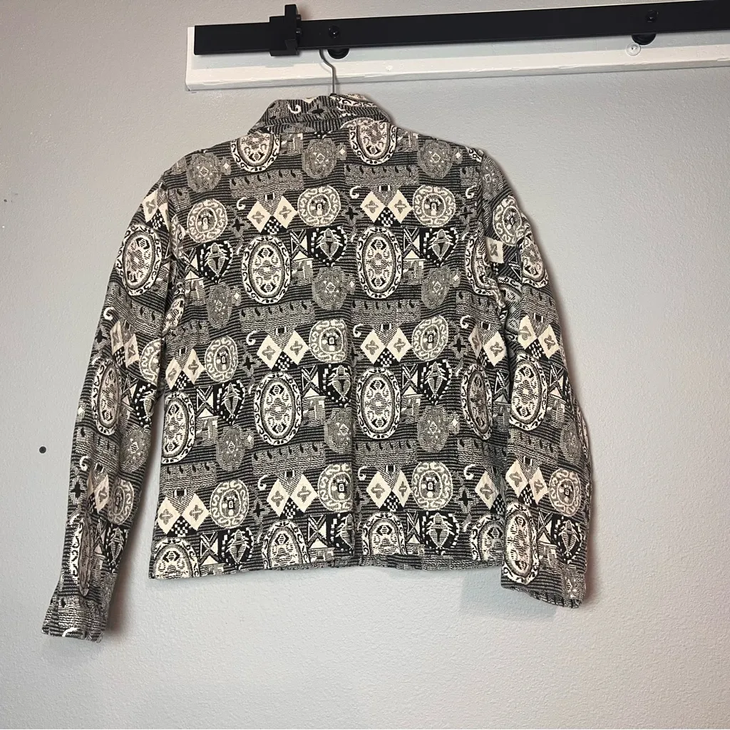 Vintage 90s Woven Tapestry Geometric Patterned Jacket Western Boho Size Small 4 - Image 7