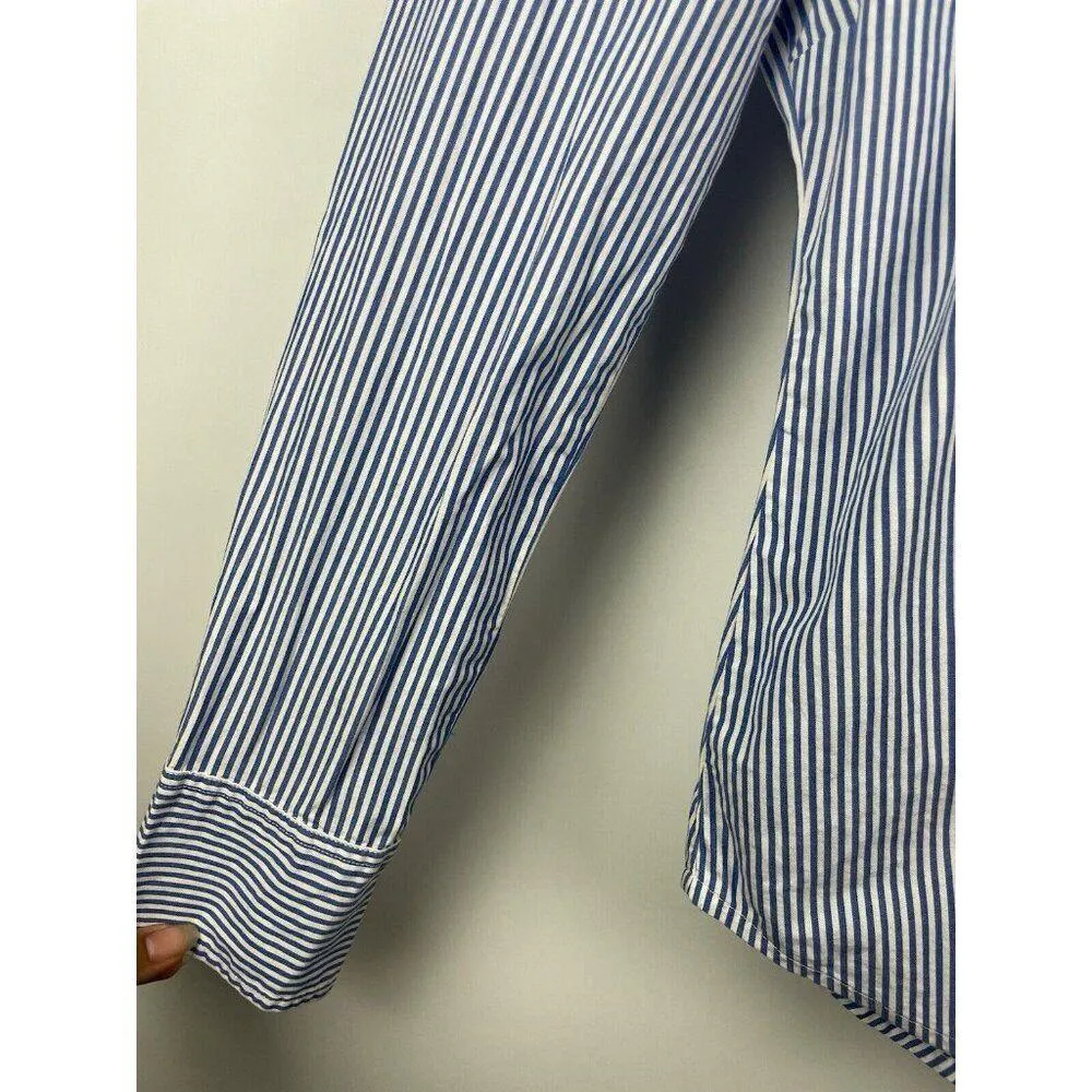 J. Crew Blue White 365 Slim Fit Button Up Collared Long Sleeve Top Size 4 - Image 2