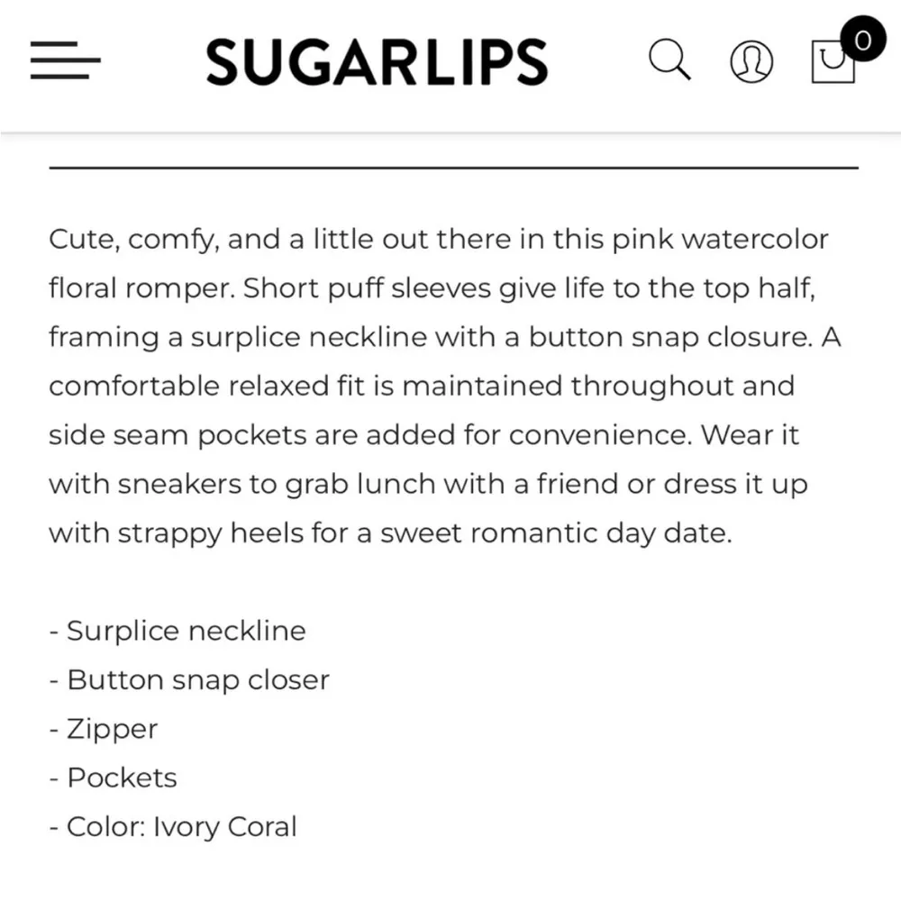 NWT Sugar + Lips Coral Crush Everheart Shorts Romper Ivory Coral Size Small - Image 13