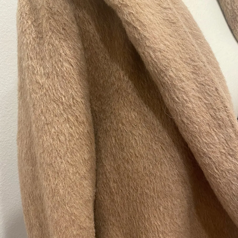 Zara Faux Fur Hooded Wrap Coat Jacket, Size Large - Image 4