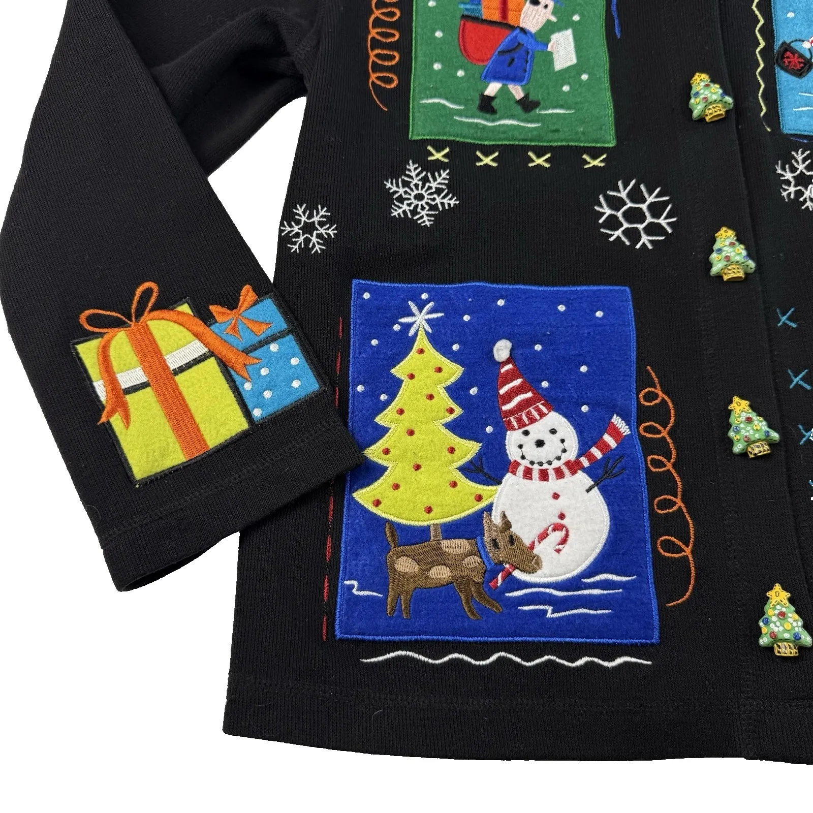 Women's Medium Holiday Christmas Sweater Cardigan Santa Snowman Onque Casuals - Image 5
