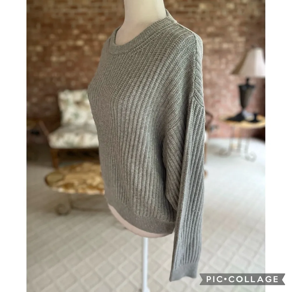 Dress Tells Sweater Cutout Dolman Sleeve Gray Ribbed Knit M Party Brunch Chic Size M - Image 7