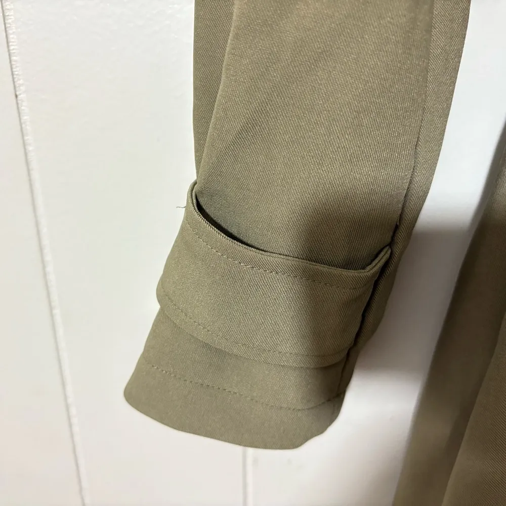 Avec Les Filles Stretch Crepe Double Breasted Trench Coat Olive Size XS - Image 7