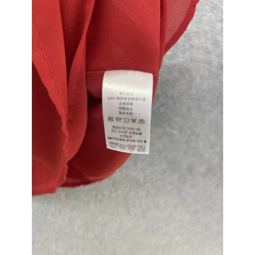 Naked Zebra Women's Blouse Solid Brick Red Keyhole Trapeze Size Small Sleeveless - Image 8