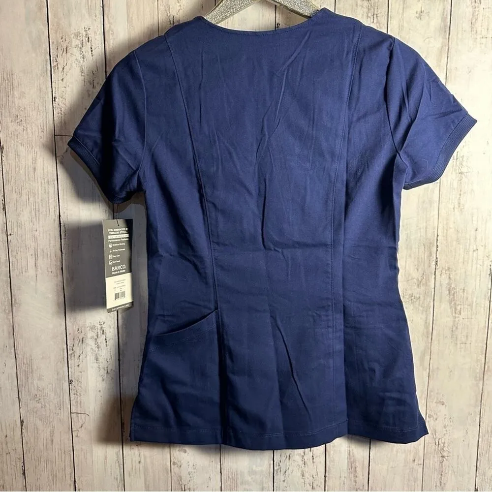 Grey’s Anatomy Indigo/Navy Blue Love Scrub Top NEW - Image 6