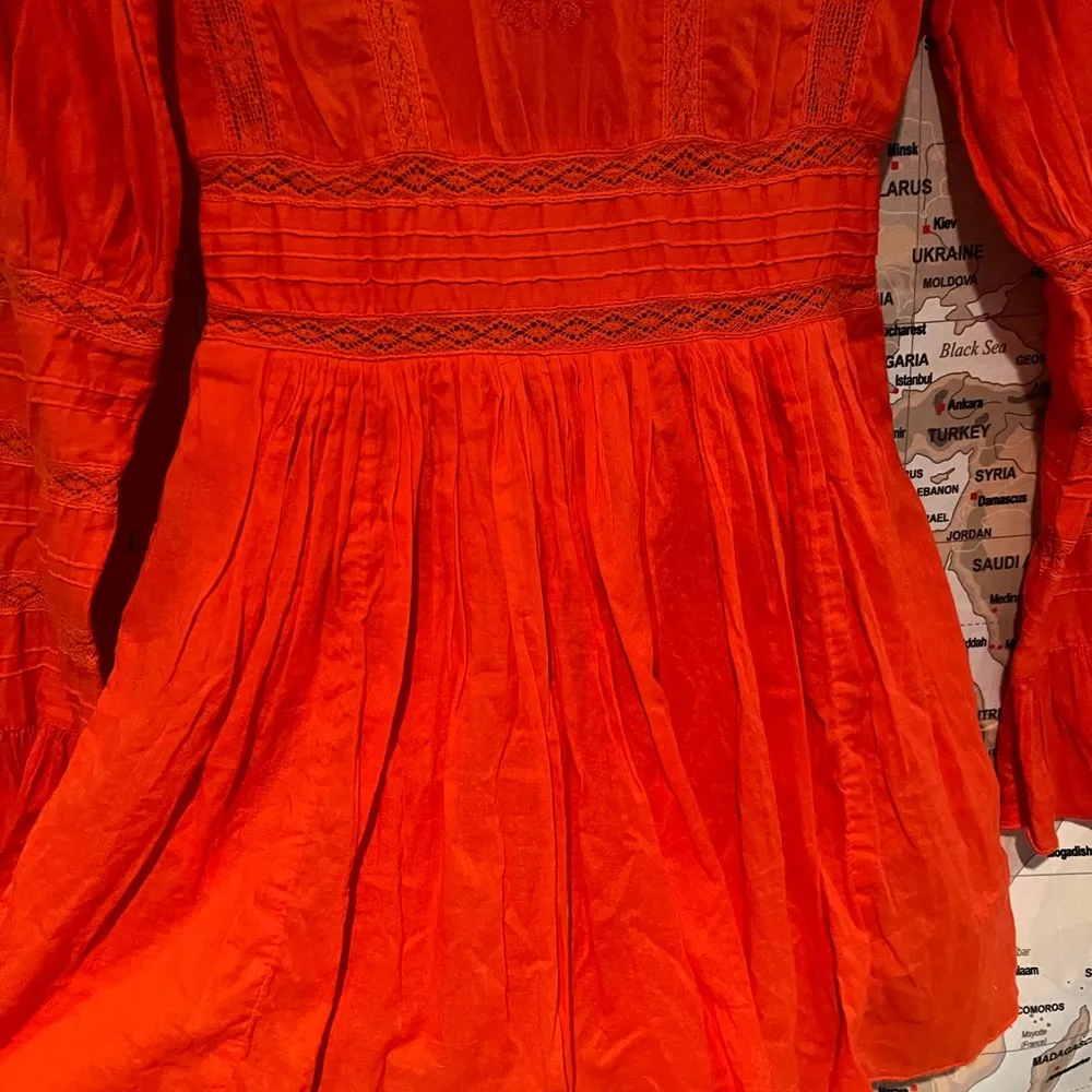 NWOT WE THE FREE FREE PEOPLE ORANGE MINI DRESS SIZE 4 - Image 6