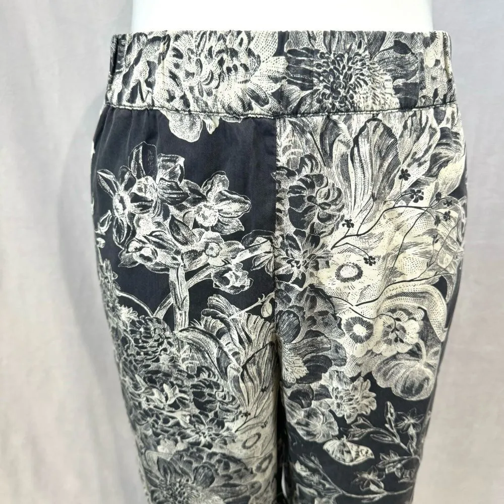 Ann Taylor  gray and white wide leg cropped botanic fluid pants size LP - Image 5