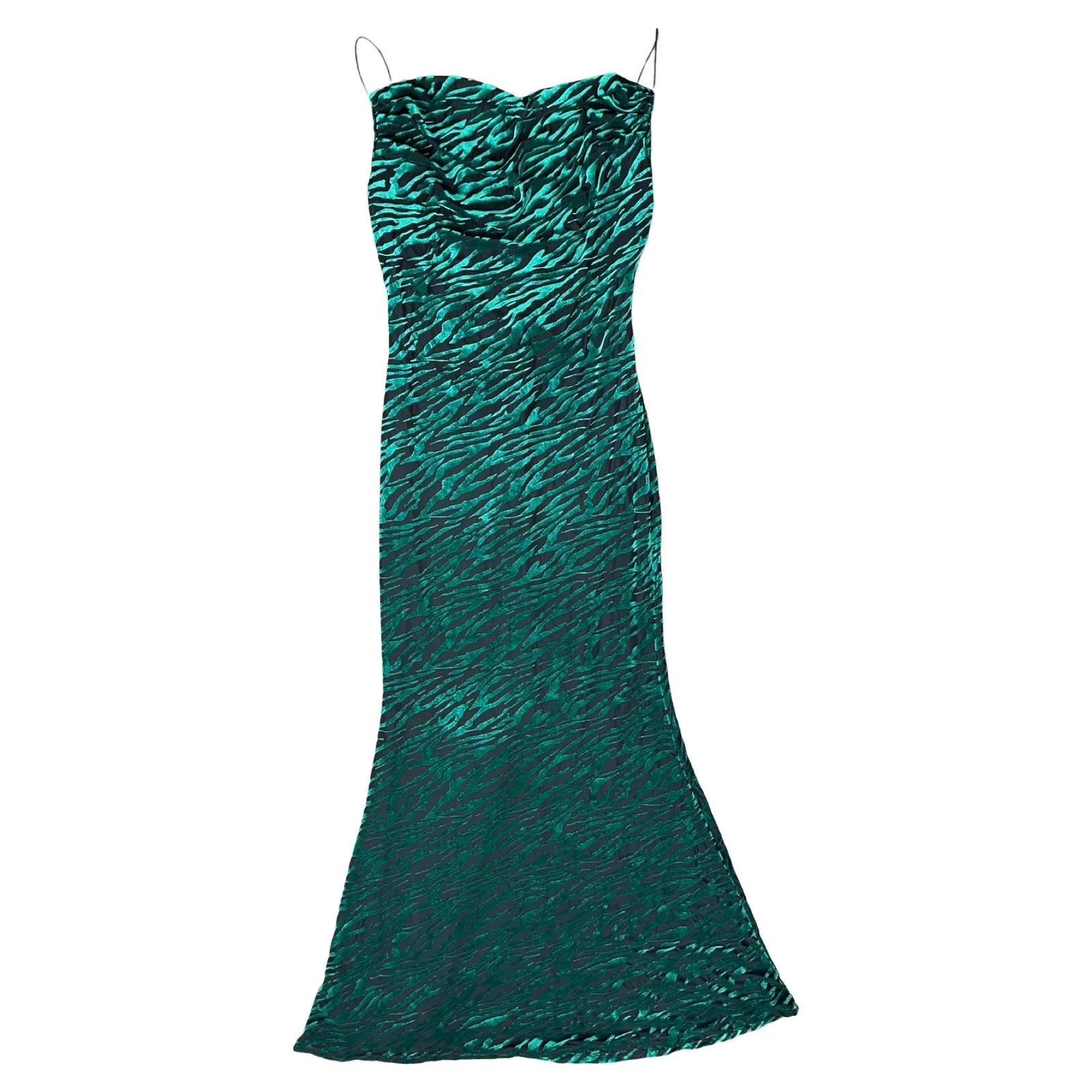 Runaway Lionell Emerald Green Zebra Stripe Backless Maxi Dress Sz 8 / L NEW Tags - Image 10