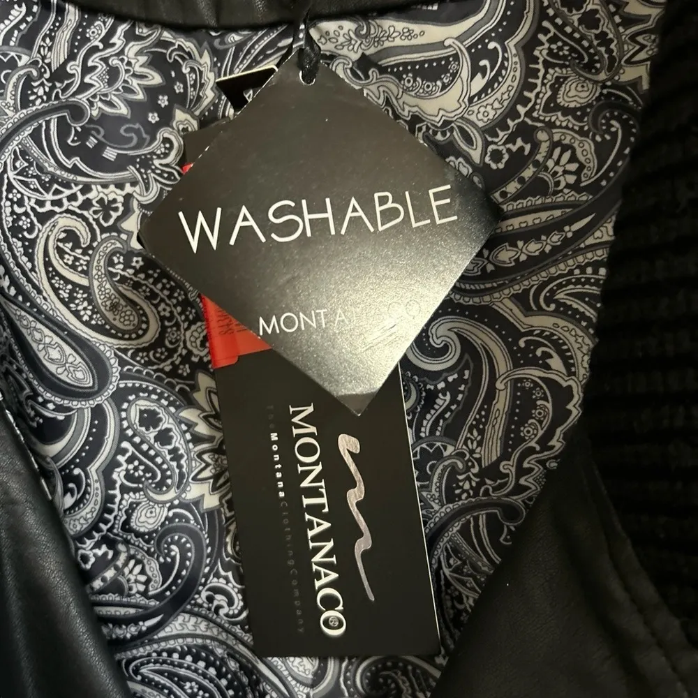 MontanaCo women’s vest faux leather cowl neck black size small‎ new with tags - Image 7