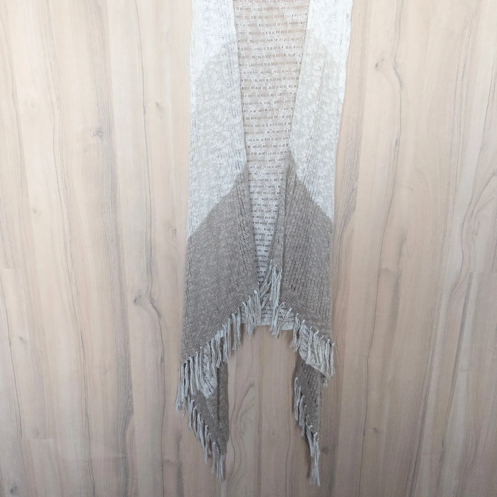 Womens Crochet Fringe Duster Vest Sz S Ivory Beige Boho Festival Hippie Western - Image 3