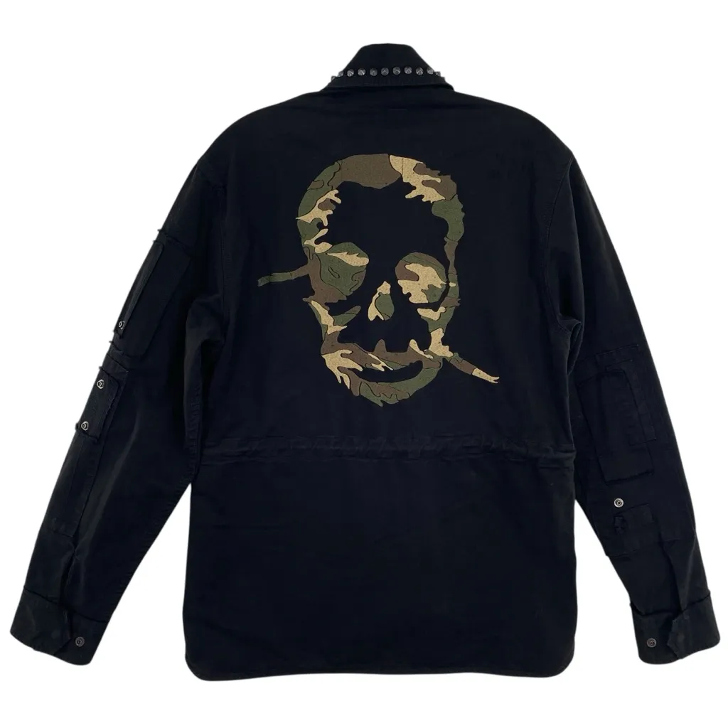 Zadig & Voltaire Bart Black Grunge Coat Embroidered Skull Spike Military Jacket - Image 2
