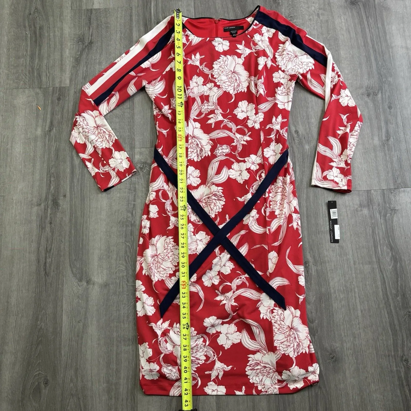 Maggy London Jewel Floral Printed Dress Women's Size 8 Red White Blue NEW - Image 8