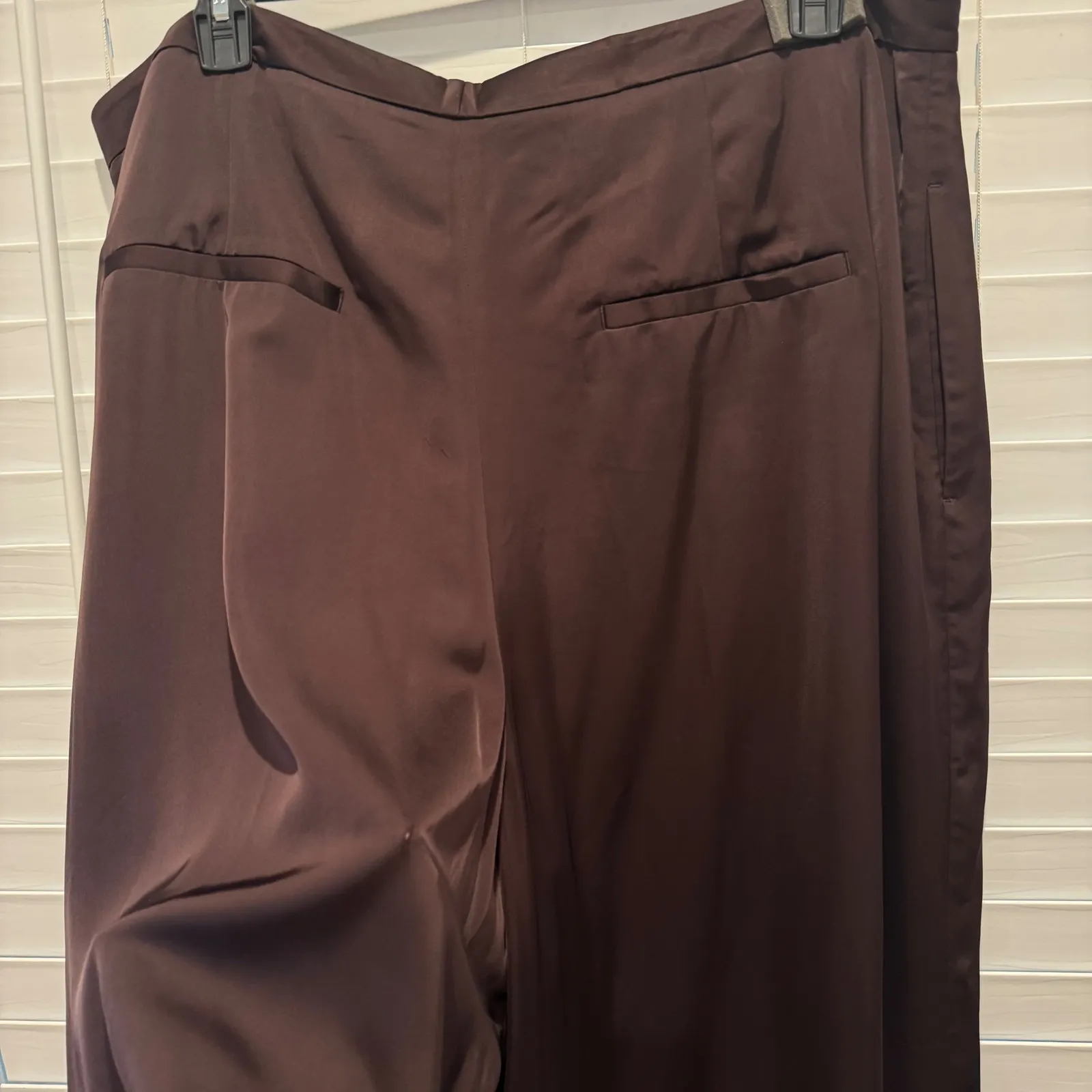 NEW Vince Pleated Wide Leg Dress Pants office Chocolate Brown Size 18 *flaw‎ - Image 6