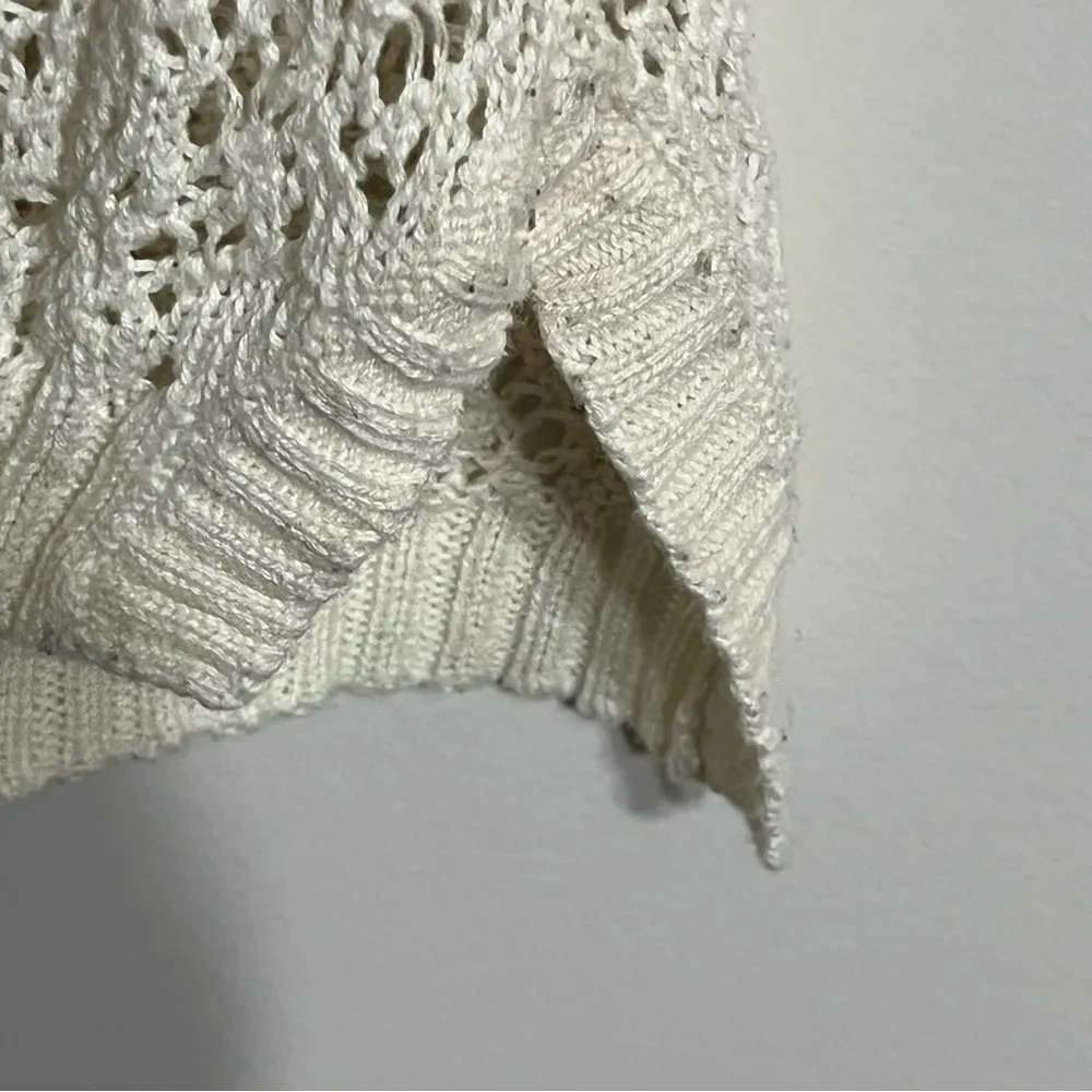 Vintage White Mossimo‎ Crochet Top Size Medium Long Sleeve Open Knit - Image 3