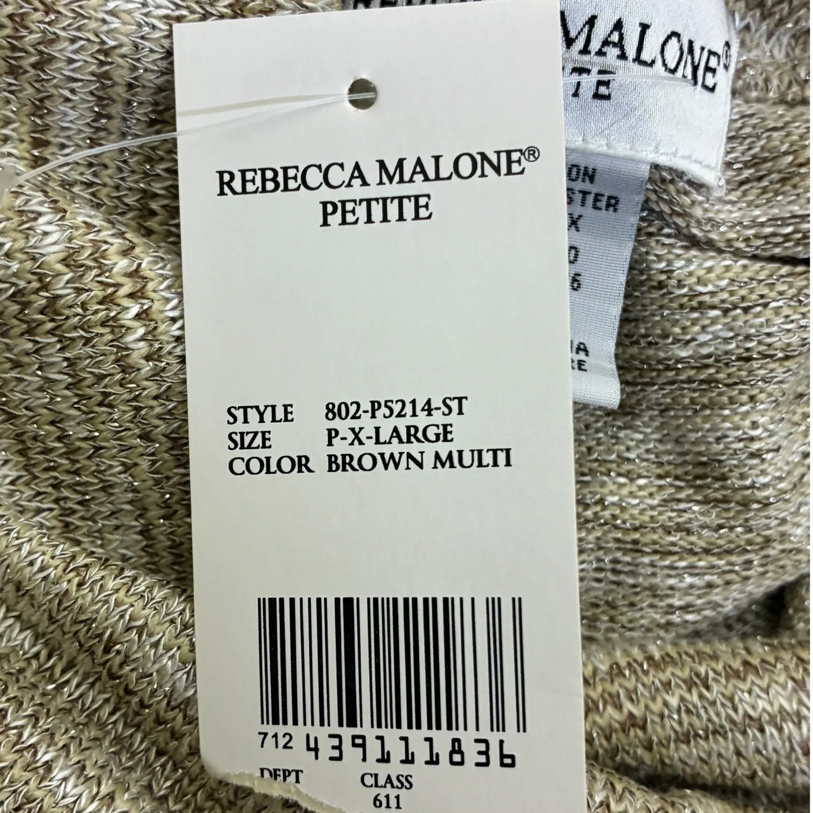 NWT Rebecca Malone Classic Cowl Neck Knit Top Size XLP Beige Coastal Grandmother - Image 7